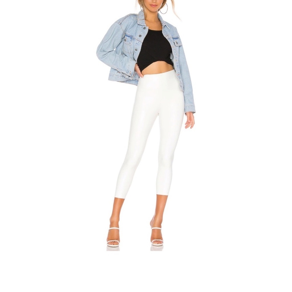 Commando Perfect Control Faux Leather Capri Leggings White Size Large NWT